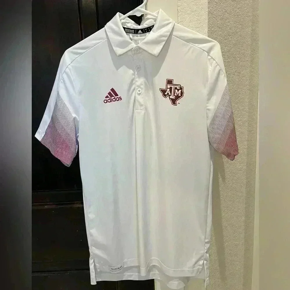 Adidas Texas A&M Men’s Performance White Polo- Size Small